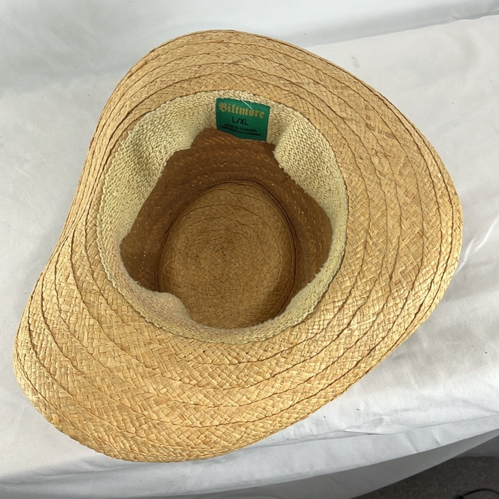 Biltmore Canadian-Made Coquette Girl Straw Hat w/ Navy Bow - Picture 5 of 6